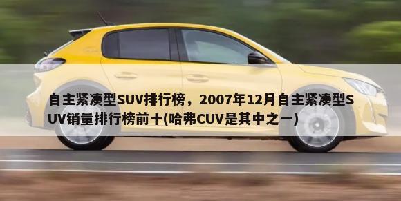 自主紧凑型SUV排行榜，2007年12月自主紧凑型SUV销量排行榜前十(哈弗CUV是其中之一)-第1张图片